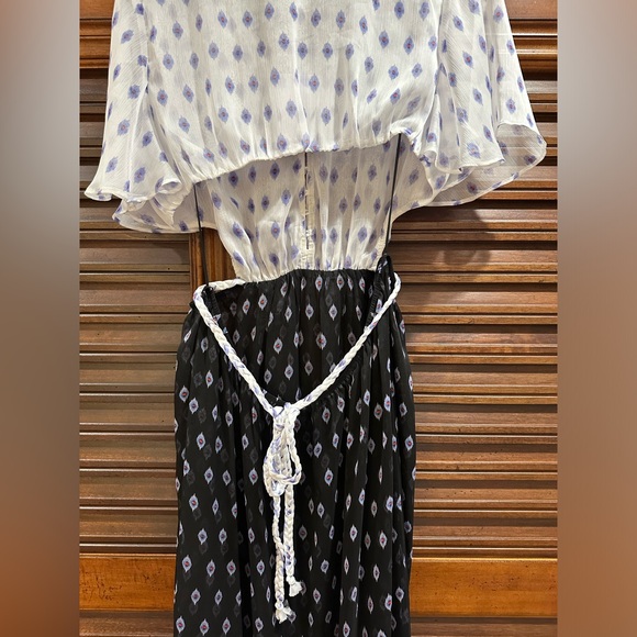 MISA Los Angeles Polka Dot Print Long Dress Size Large NWT NAVY BOTTOM WHITE TOP - Picture 6 of 12